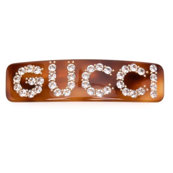 NIB FULL INCLUSION GUCCI CRYSTAL HAIR CLIP BARRETTE TORTOISE RESIN ITALY - Picture 2 of 9